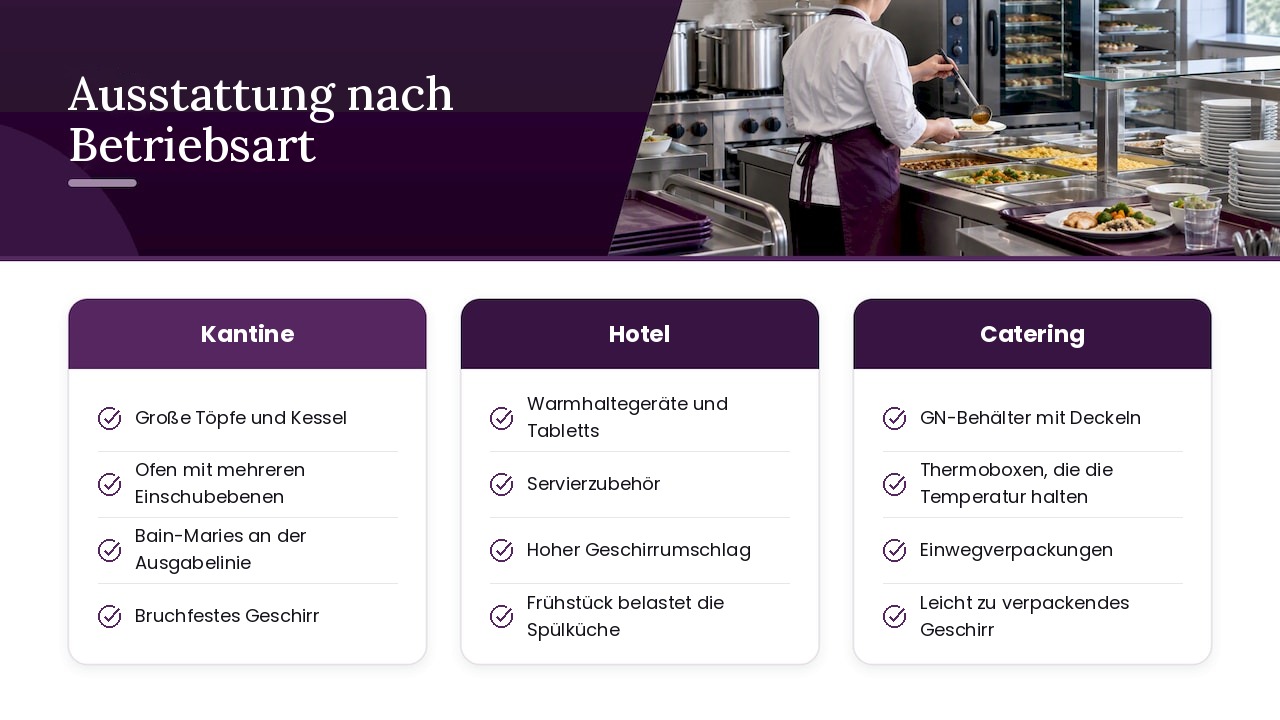 Küchenausstattung in Kantine, Hotel und Catering – Übersichtsdiagramm